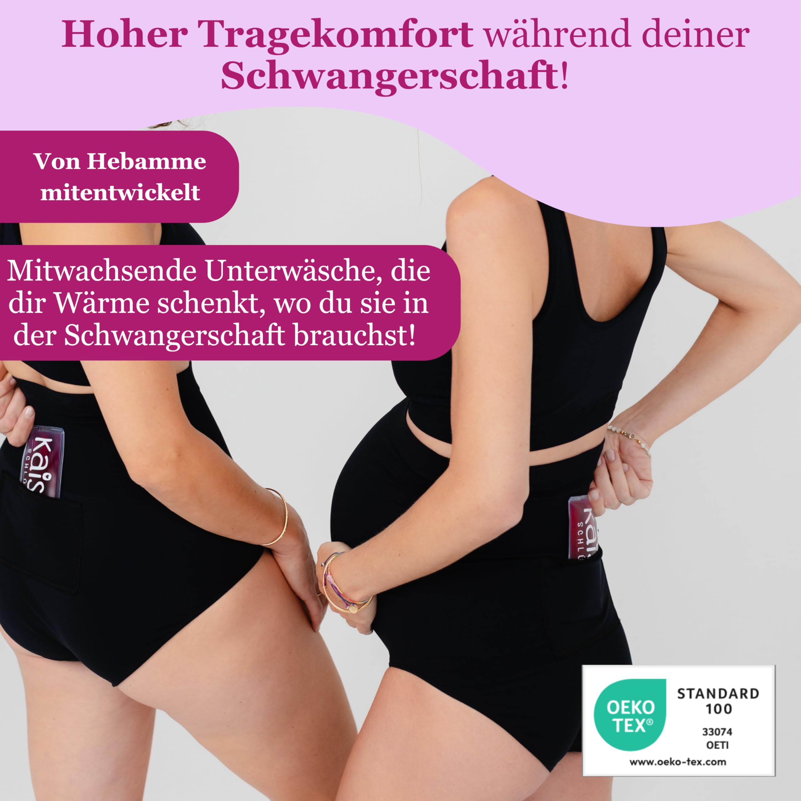 Kaiserschlüpfer Rückenschmeichler Mama - Der Schwangerschaftsslip mit angenehmer Rückenwärme - Umstandshose inklusive Wärmepad