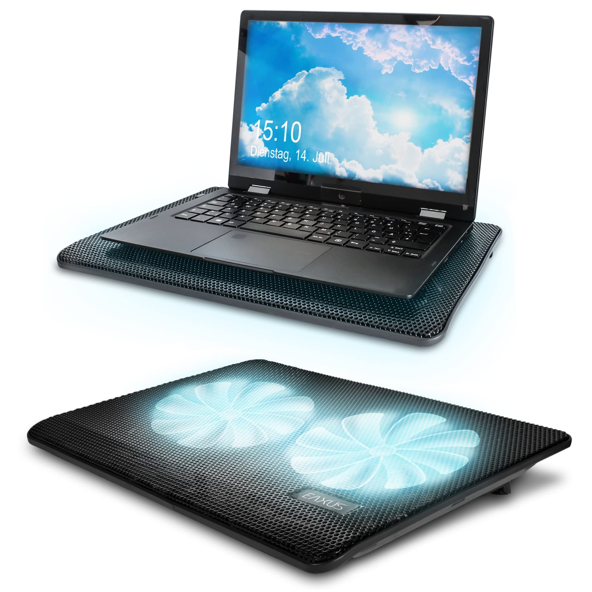 Eaxus® Padeax - Raffreddatore Premium adatto a laptop/notebook e PlayStation 5/4 - Supporto per ventola LED compatibile con PC, PS4, PS4 Pro, PS5 & Co.