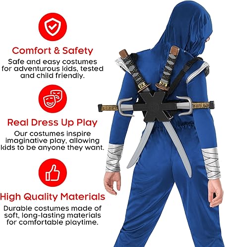 Miniatura 3 de Morph Deluxe Blue Ninja Costume Kids Boys Ninja Costume Halloween Costumes For Boys Kids Ninja Toy Swords