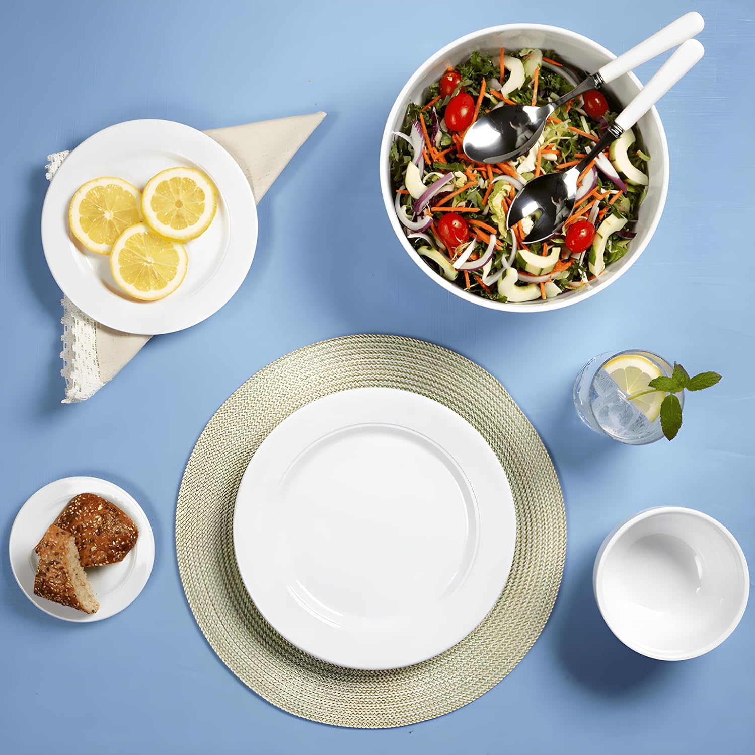 Q Squared Diamond Round Serving Bowl, 10-Inch, Melamine, White