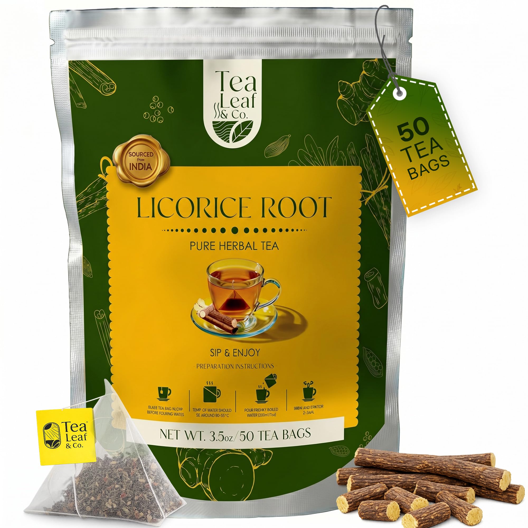Licorice Root Herbal Tea 100gm/3.5oz, Natural Herbal Infusion, 50 Tea Bags Licorice Root 50 Tea Bags