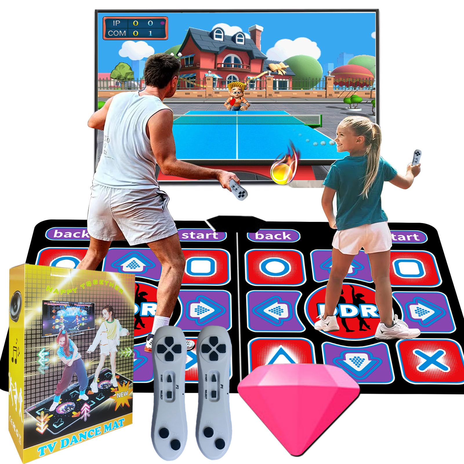 Dance Mat for Adults and Kids - Wireless Dance Pad Game for TV, Fun Kids Dancing Exercise Game,Plug and Play,Birthday Ideas for Girls and Boys,Red