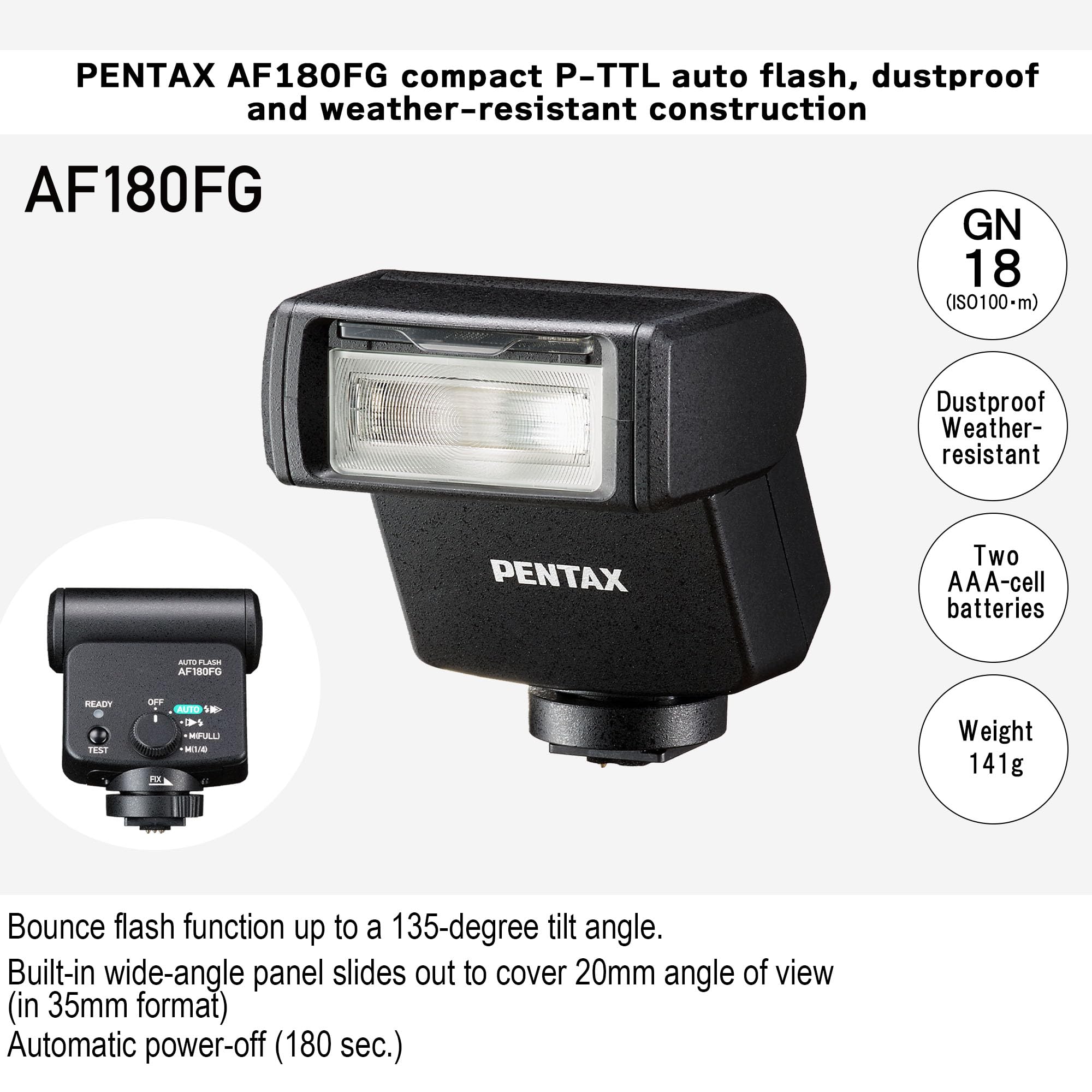 Amazon.com : PENTAX AF180FG Compact P-TTL auto Flash