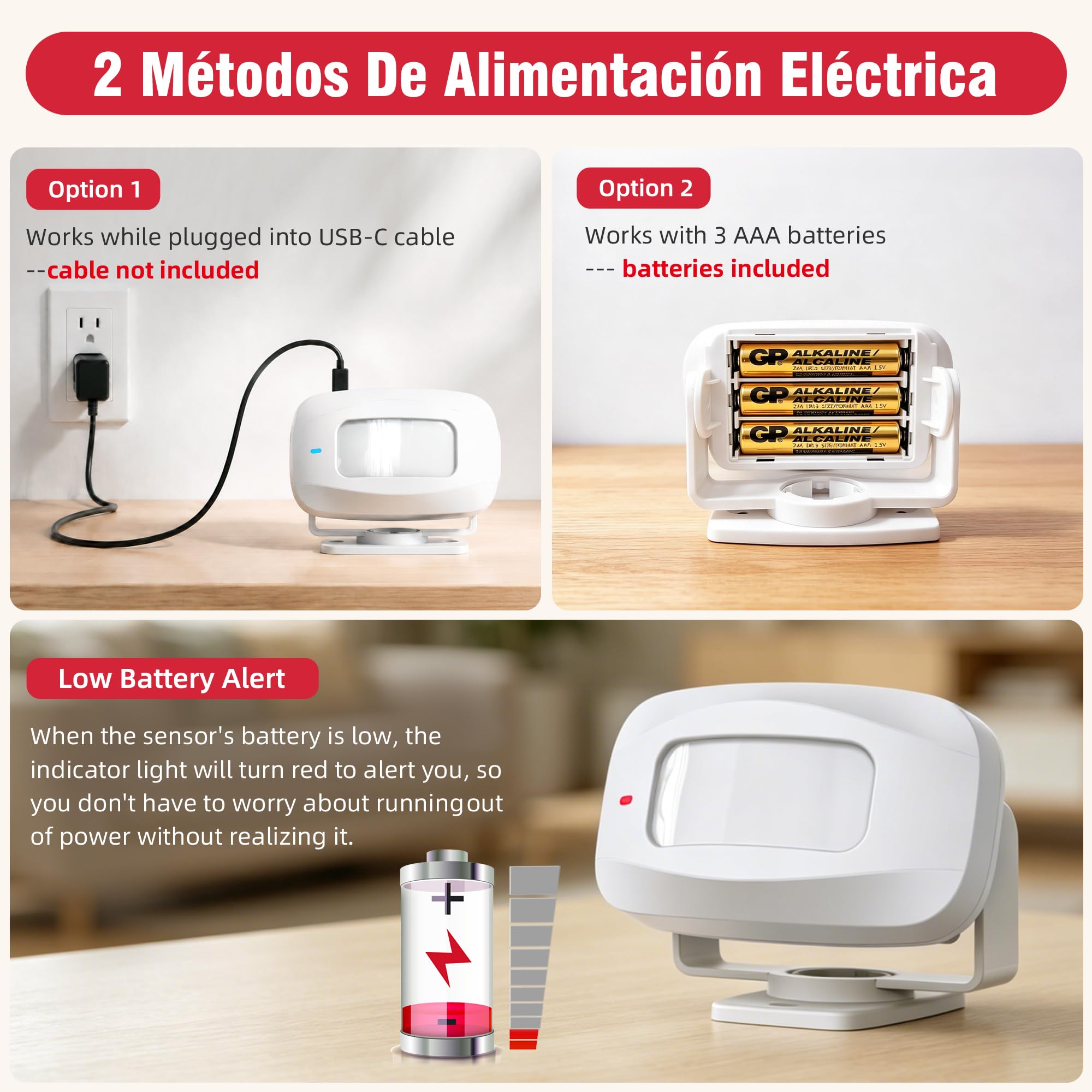 Sanjie Tuya - Allarme con sensore di movimento WiFi, rilevatore di movimento PIR con notifica del telefono, rilevatore di movimento a infrarossi wireless con app di monitoraggio remoto, sensore di
