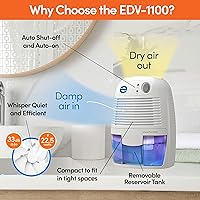 Vista 3 de Eva-Dry EDV-1100 - Deshumidificador silencioso de 16 onzas con apagado automático y reinicio para espacios pequeños en tu hogar, RV, automóvil