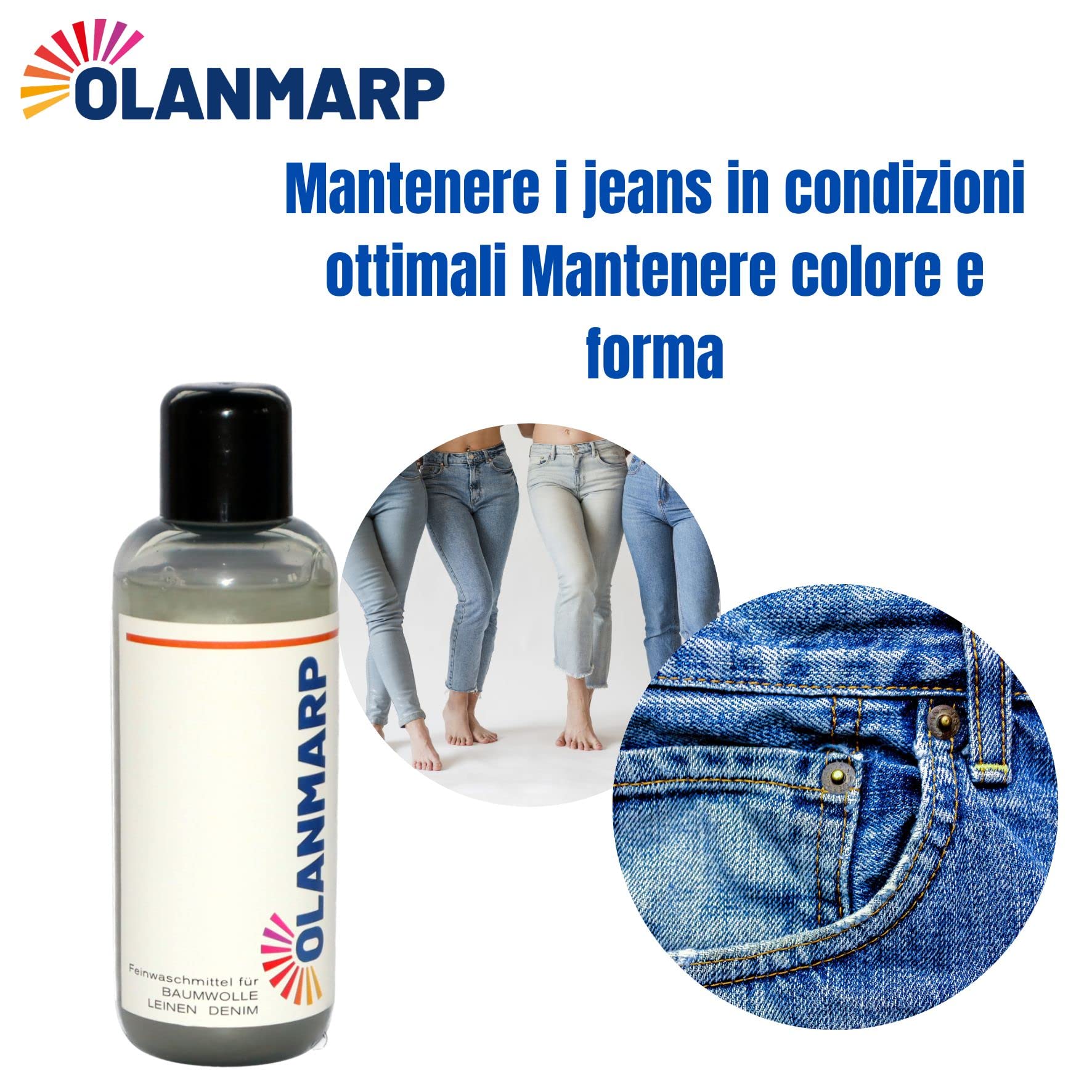 Detersivo per cotone e lino Olanmarp concentrato – detersivo delicato liquido per bucato a mano e in lavatrice – speciale per fibre naturali e abbigliamento sensibile – ideale per viaggi (480 ml)