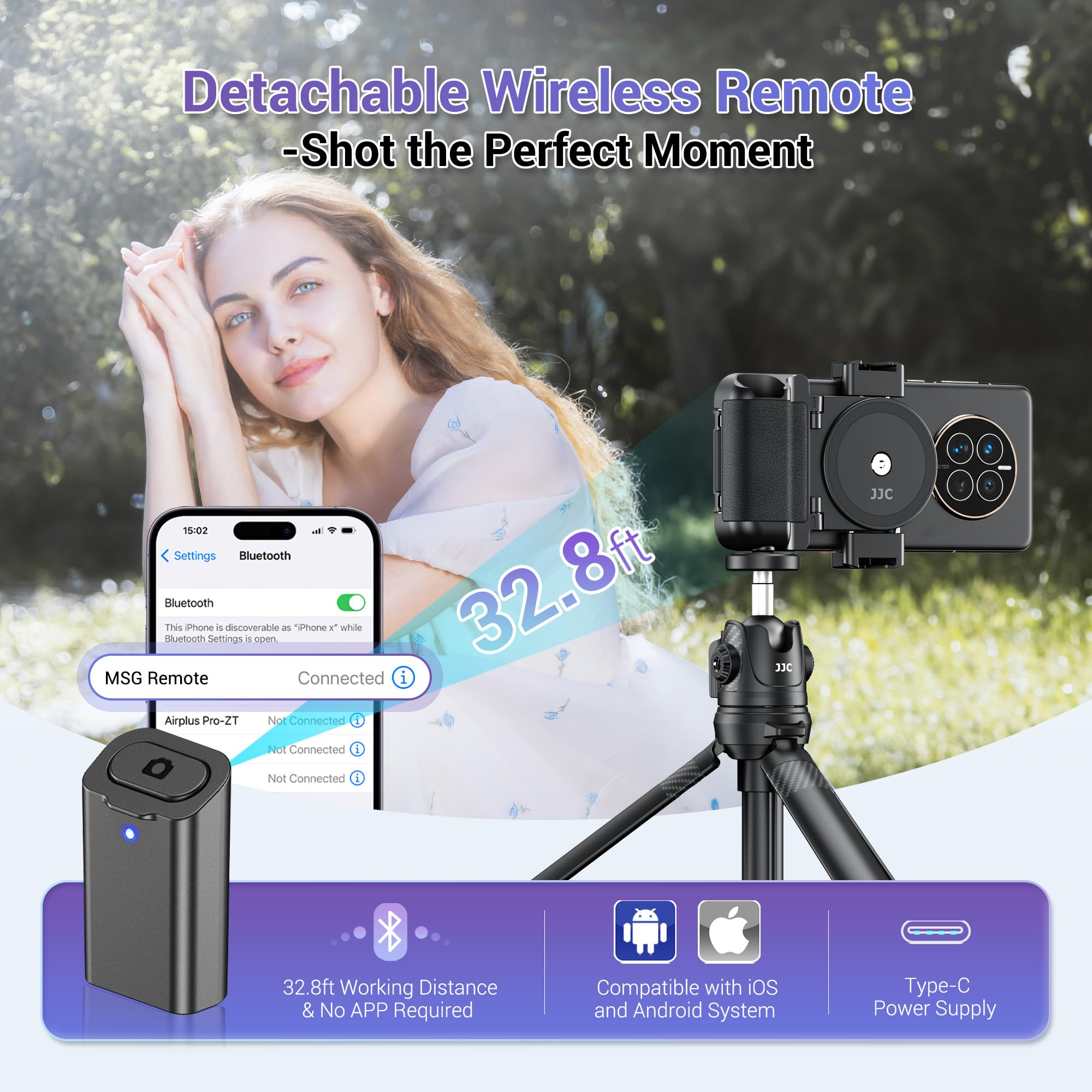 Supporto Per Fotocamera Smartphone Con Telecomando E Attacco Per Microfono/Luce – Blu