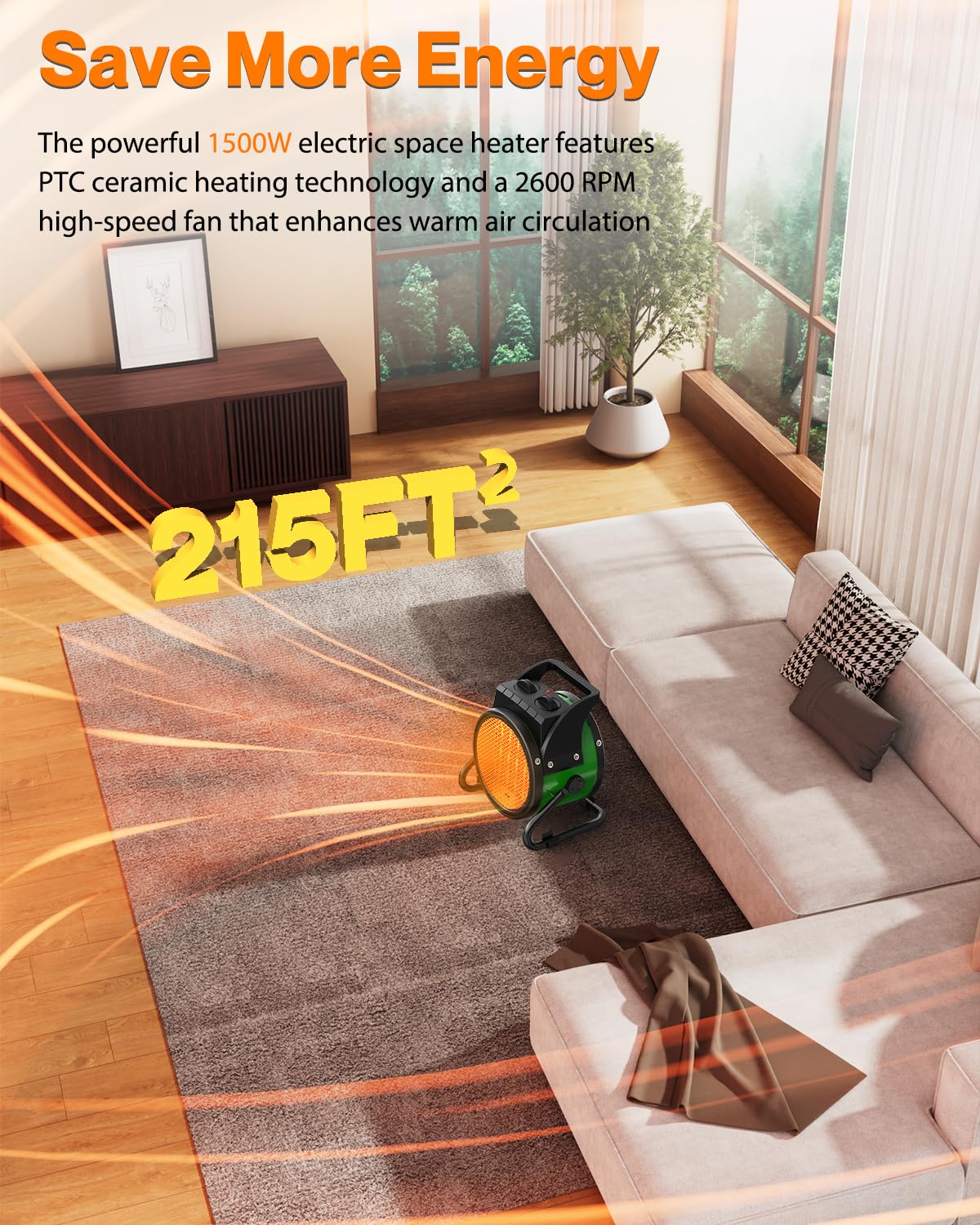 Snapklik.com : Portable Electric Heater - 1500W Outdoor Space Heater 3s ...
