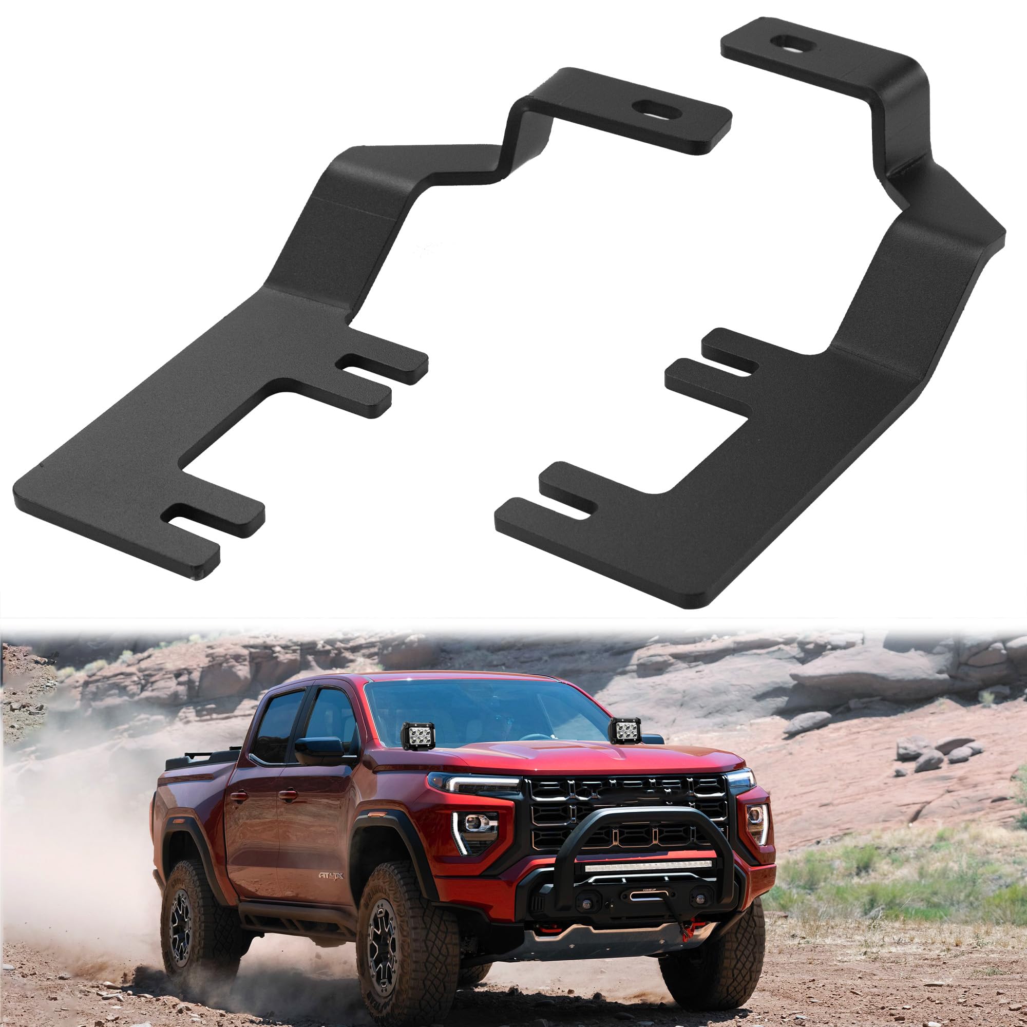 HOZHEM Ditch Hood Light Brackets Mount Compatible with 2015-2022 Chevy Colorado/GMC Canyon, Work for Offroad Led Whip Lights & Whip Antenna