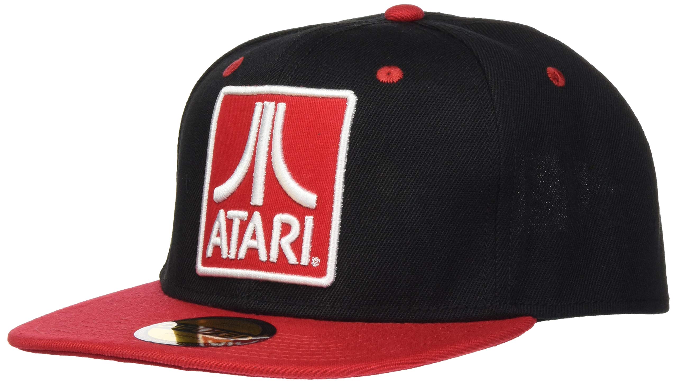 Bioworld Unisex Atari Embroidered Logo Badge Snapback Baseball Cap, Black/Red (SB097555ATA) Plain Baseball Cap, Black (Black Black), One Size
