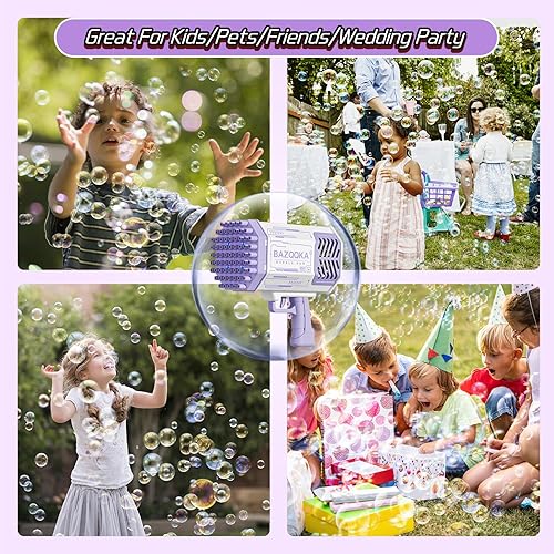 Miniatura 5 de Pistola de burbujas de bazuca con solución de lucesburbujas, 69 agujeros, pistolas de burbujas, juguetes para niños y niñas a partir de 3 años,