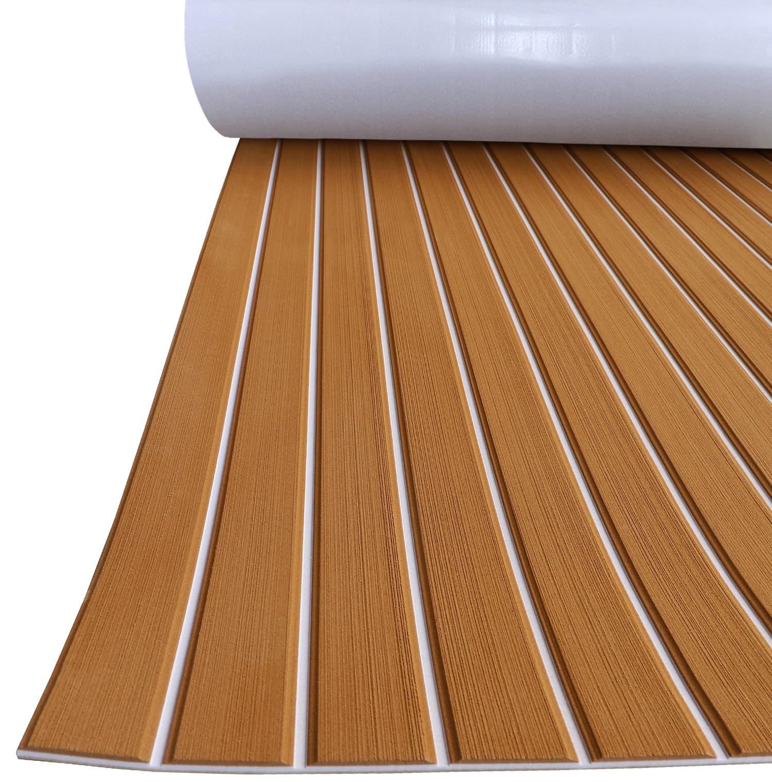 Rivestimento per pavimento per barca Eva in schiuma di teak opaca, antiscivolo, antiscivolo, motivo marino, antiscivolo, 240 x 60 cm (marrone, nero