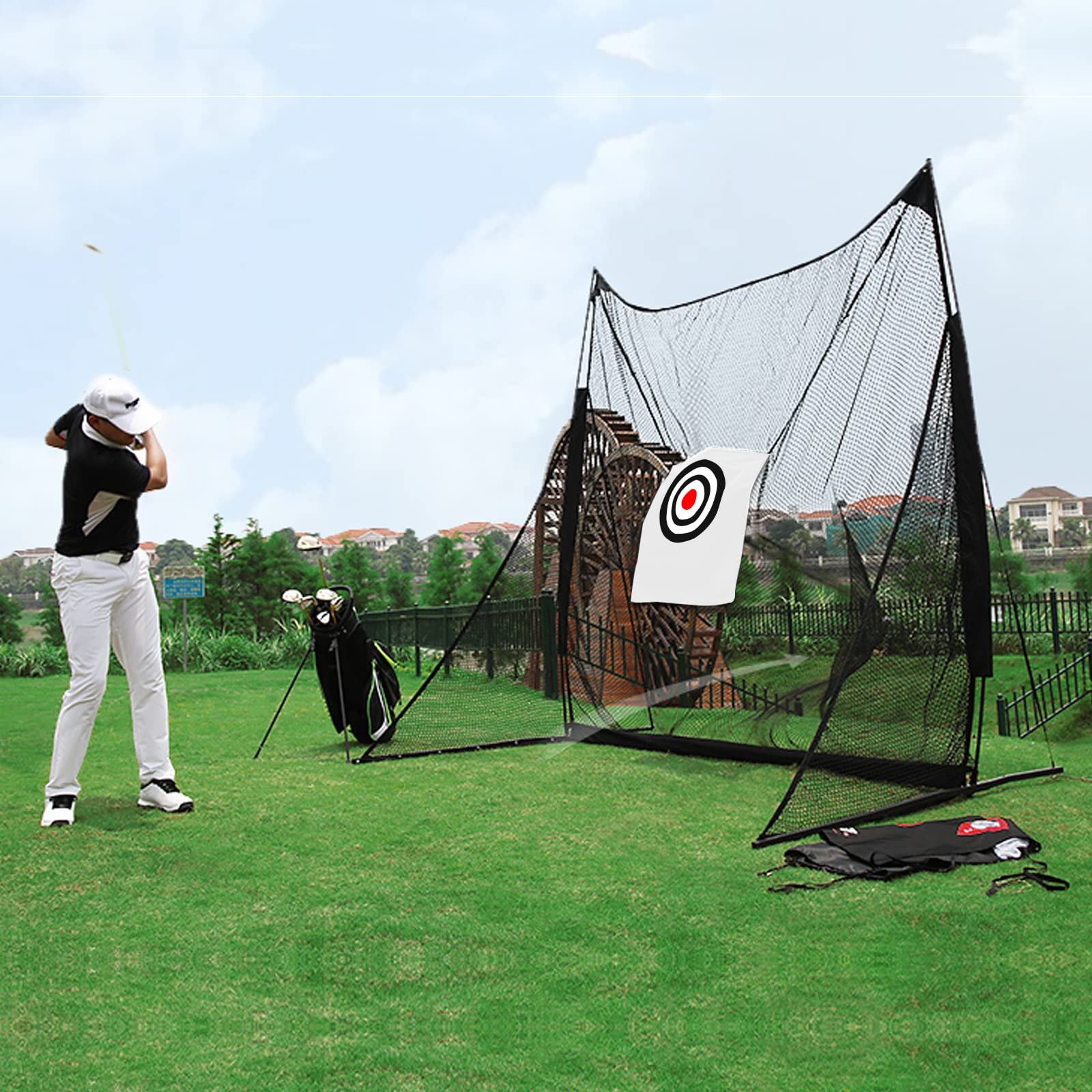 FINGER TEN Red de práctica de golf para práctica de golf para patio trasero, red de entrenamiento de astillado de golf para uso en interiores y exteriores