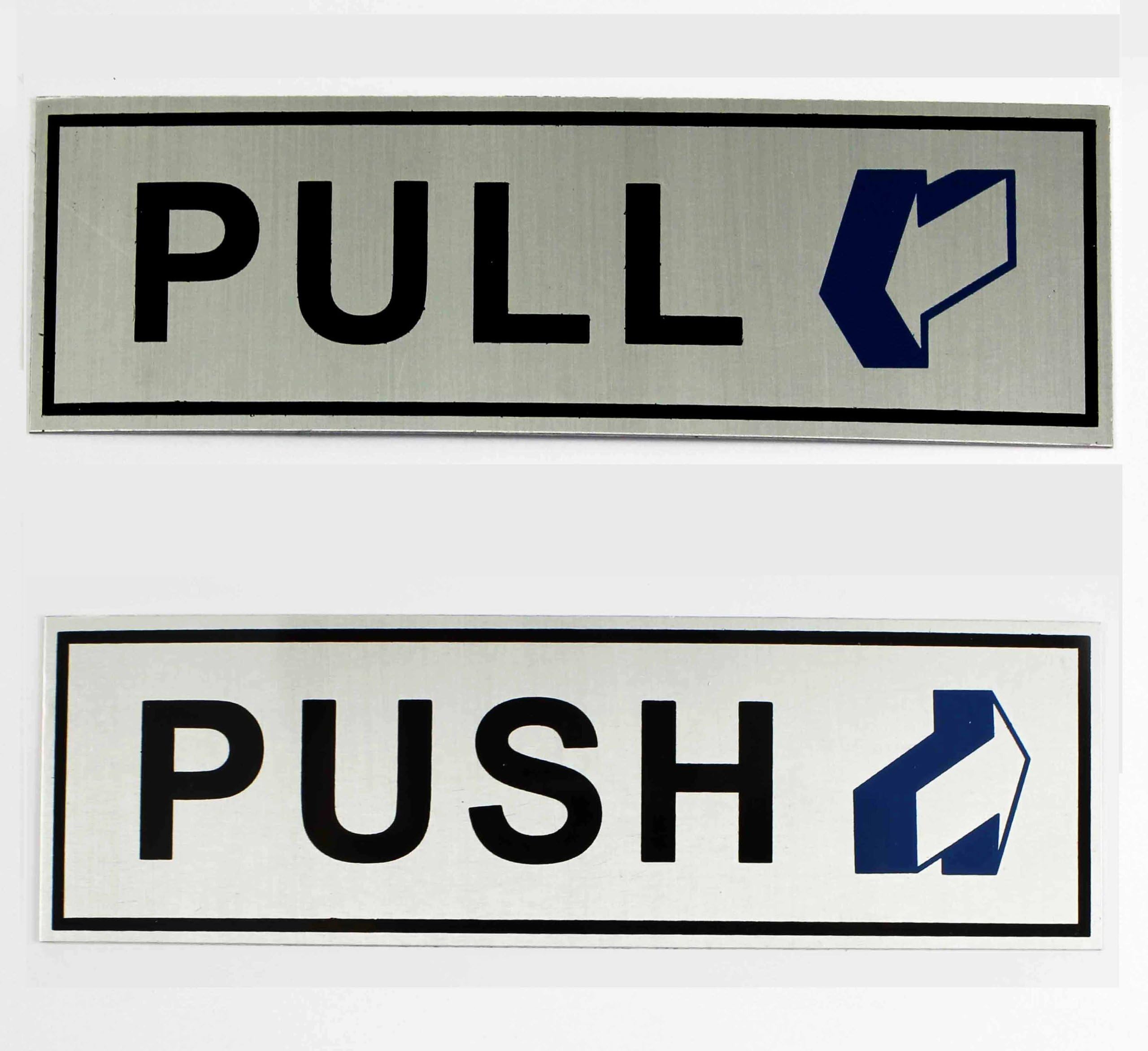 Aluminium Door Push & Pull Self Adhesive Sticker Signs 55mm x 180mm