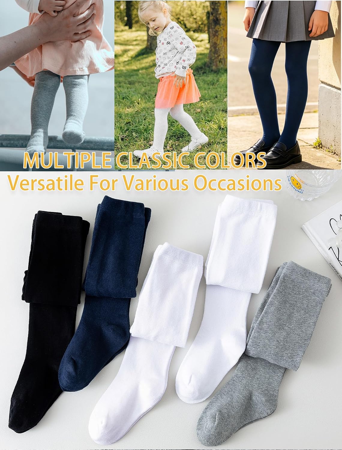 Girls Tights Seamless Warm Tights for Toddler to Kid (2T-12 Years)