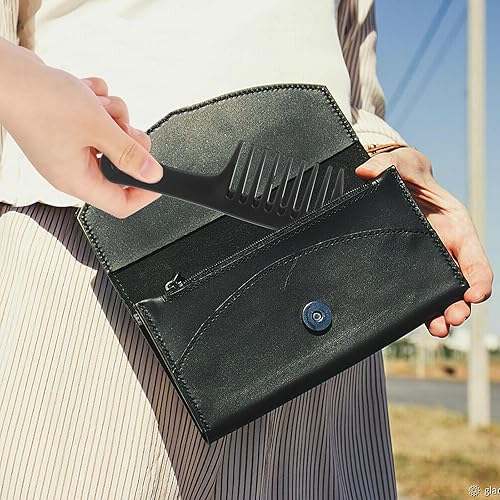 Miniatura 18 de Mini peines desenredantes de dientes anchos y tamaño de viaje, 2 peines de plástico portátiles para peinar cabello rizado, largo y húmedo Rosado