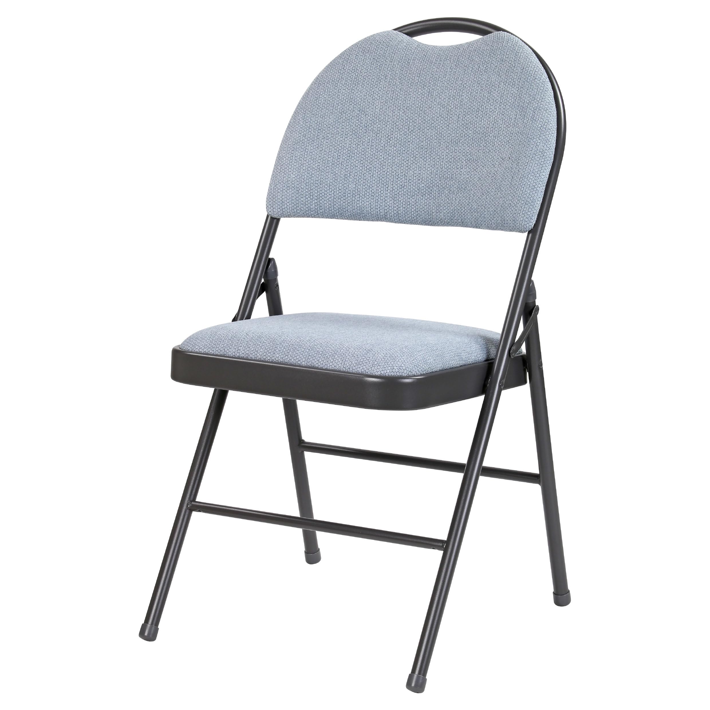 Taylor & Brown Padded Grey Fabric Folding Chair Seat High Back Rest for Home, Dining, Office, Computer Desk Chairs, Seating Events - Grey Metal Frame, 50 x 46 x 85cm