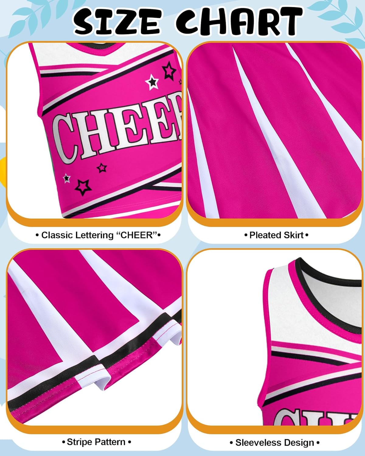 JenPen Cheerleader Costume for Cute Cheerleading Outfit Cheer Uniform for Halloween Dress Up with Accessories - Image 2