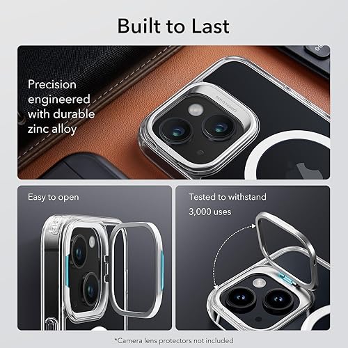 Vista 172 de ESR - Funda para iPhone 15 compatible con MagSafe, funda protectora de grado militar con soporte integrado, cubierta trasera resistente a