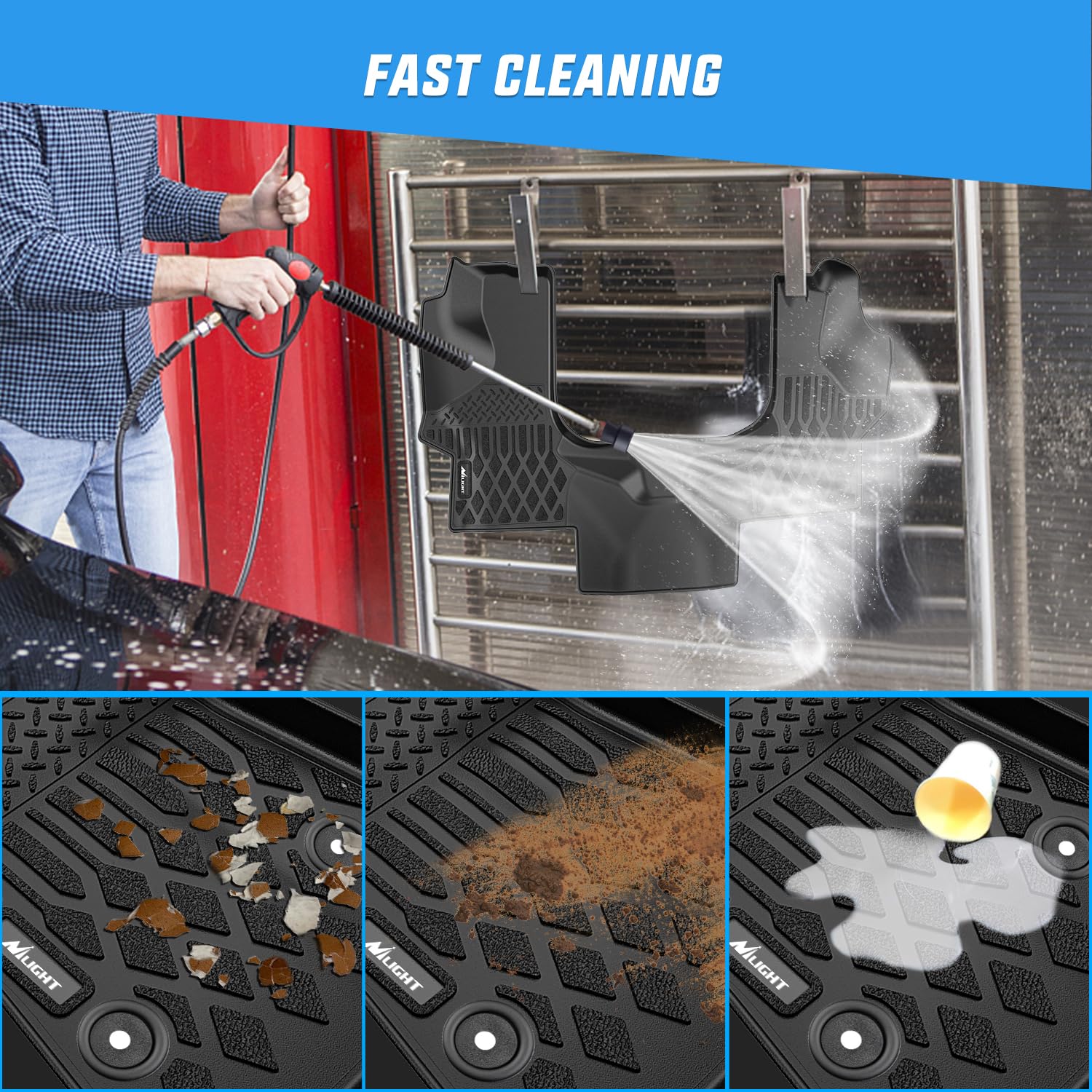 Nilight TPE Floor Mats for Chevy Express GMC Savana 1500 2500 3500 2015 2016 2017 2018 2019 2020 — view 6