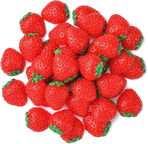 Miniatura 7 de Ipotkitt 200 piezas de cabujones de resina de fresa, dijes de limo para manualidades, álbumes de recortes, accesorios de decoración - 0.787 x 0.709