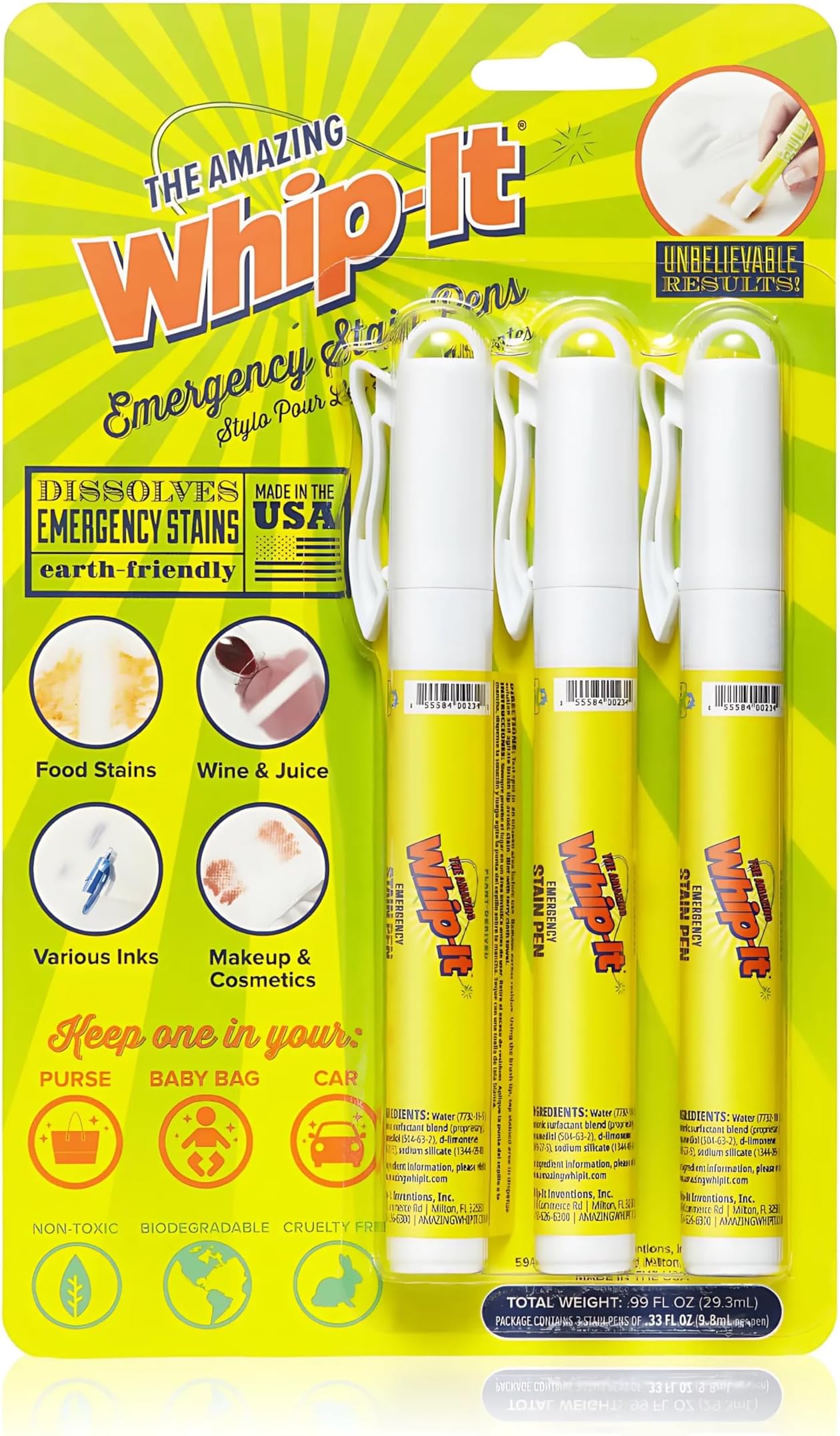 Whip-It Emergency Stain Removing Pens (3 PACK)