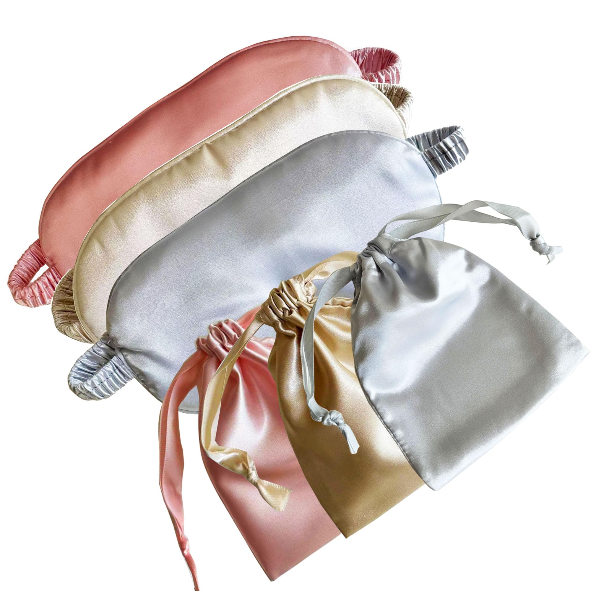 Antifaz para dormir de seda para dormir, cubierta de ojos de satén, máscara de ojos de satén para dormir, bolsa de almacenamiento de seda, mixcolor, 3 unidades