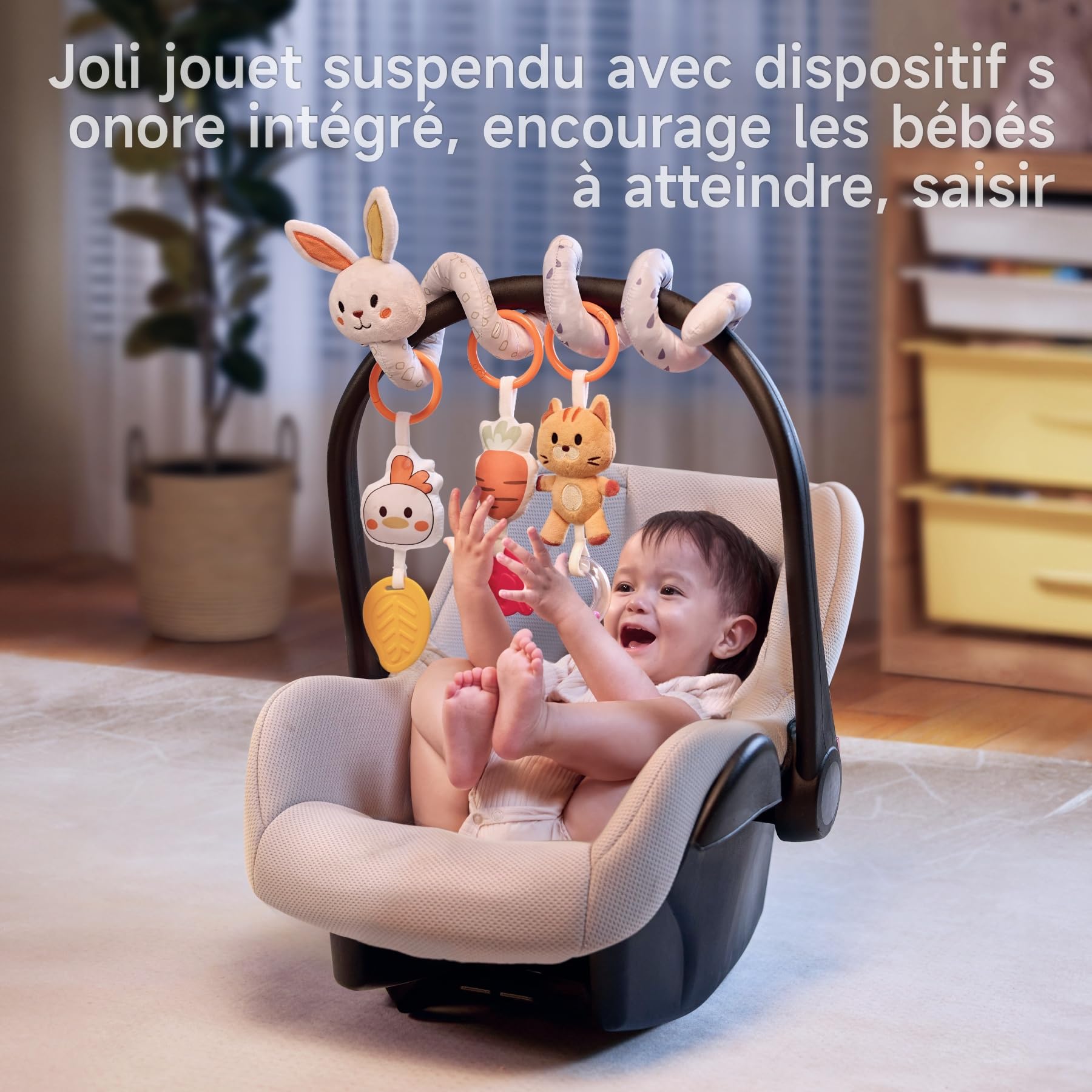 TUMAMA Kids Arche d'éveil Bébé de Poussette Jouet avec Spirale d'activité bébé Jouets Suspendus pour Berceau et Siège Auto pour 0-12 Monios