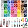 40 Colours Bedazzle Kit, 32000Pcs Rhinestone Kit, 3mm Resin Flatback Gems with Glue, Tweezers, Pickup Pen and Storage Box, Colourful Nail Gems for Crafts, Clothes and DIY