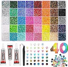 40 Colours Bedazzle Kit, 32000Pcs Rhinestone Kit, 3mm Resin Flatback Gems with Glue, Tweezers, Pickup Pen and Storage Box, Colourful Nail Gems for Crafts, Clothes and DIY