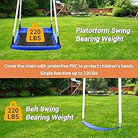 Vista 6 de Kiriner Swing Sets for Backyard, 5 in 1 Swing Sets with Heavy Duty Double Reinforced, 440lbs Saucer Swing, Belt Swing, Climbing Rope, Climbing