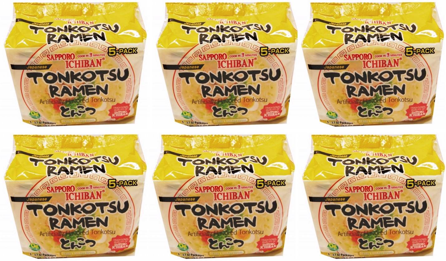 Amazon Com Sapporo Ichiban Japan Tonkotsu Instant Ramen Bag 5 Pc Meals 18 5oz Pack Of 6 Grocery Gourmet Food