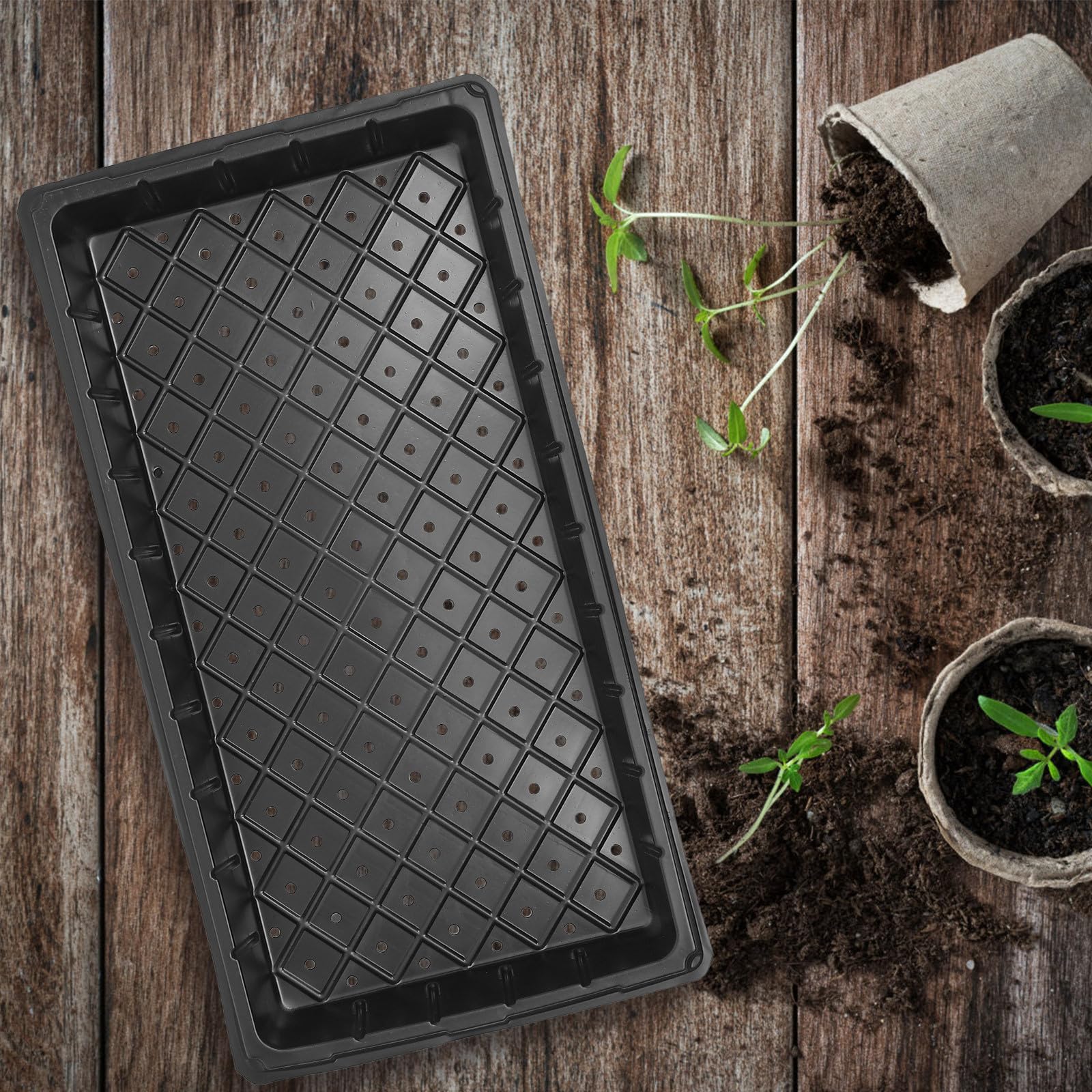 5 Piezas Bandejas para Germinación de Plántulas con Agujeros, Bandejas de Cultivo 1020 para Plantas de Interior y Exterior, Placa de Cultivo Reutilizable para Suculentas, Verduras