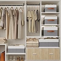 Vista 2 de Cajas de almacenamiento, cestas de almacenamiento con asas, cubos organizadores para armario, dormitorio, lavandería, 13 x 9.1 x 5.5 pulgadas, Gris