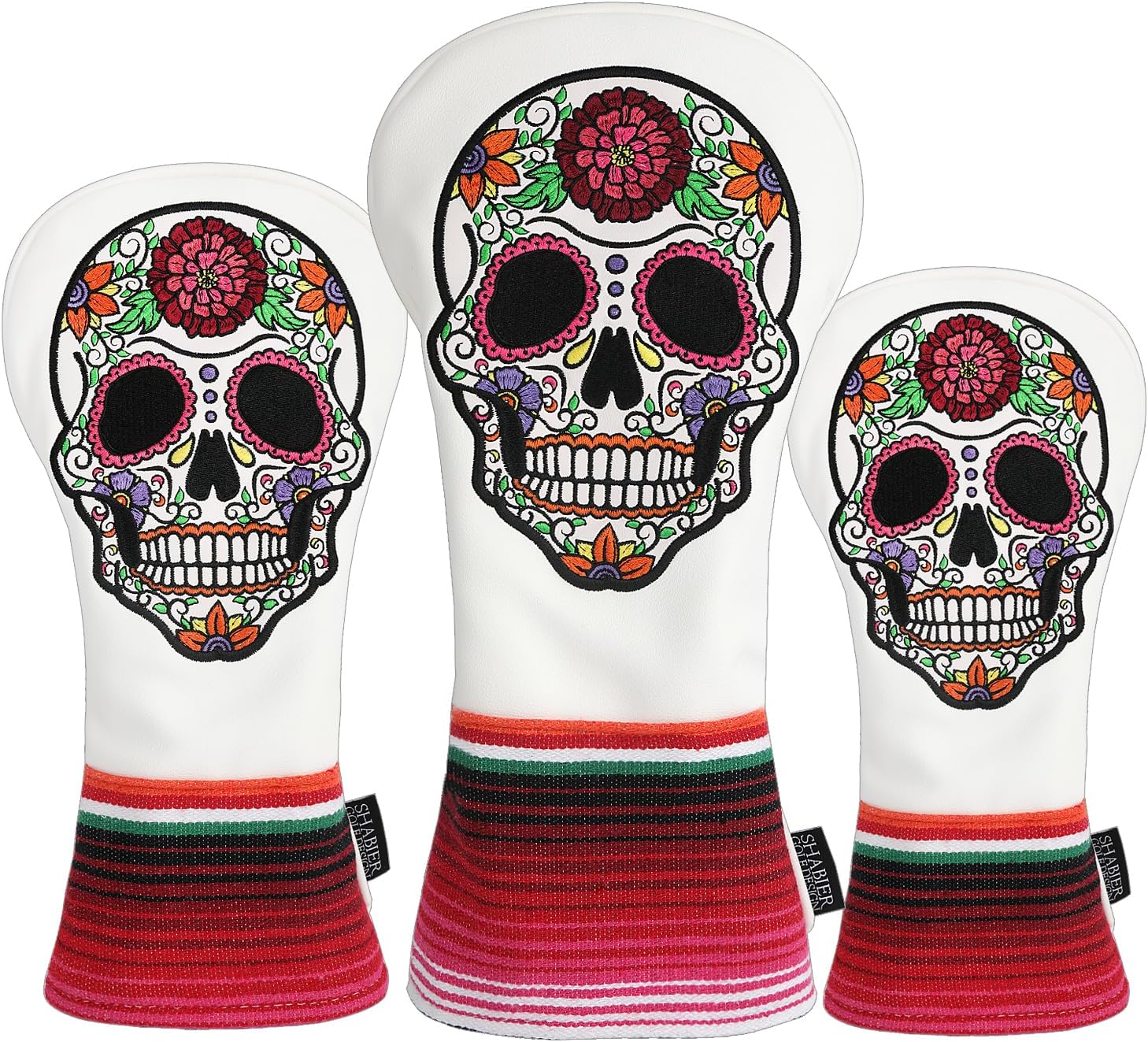 SHABIER Rose Embroidery Design Golf Headcover Sugar with Skull Design for Golf Club