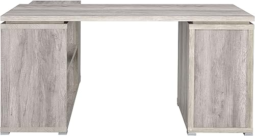 Miniatura 8 de Coaster Home Furnishings Yvette 801516 - Escritorio de oficina de madera flotante gris en forma de L