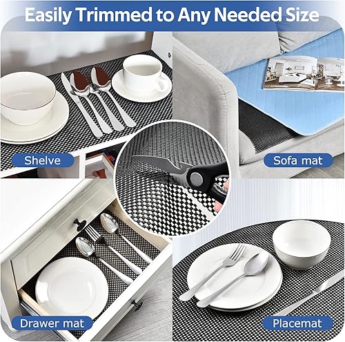 Miniatura 5 de OTraki Almohadilla antideslizante para alfombras de 2.9 x 3.2 pies para suelos de madera dura, se mantiene en su lugar y proporciona protección y