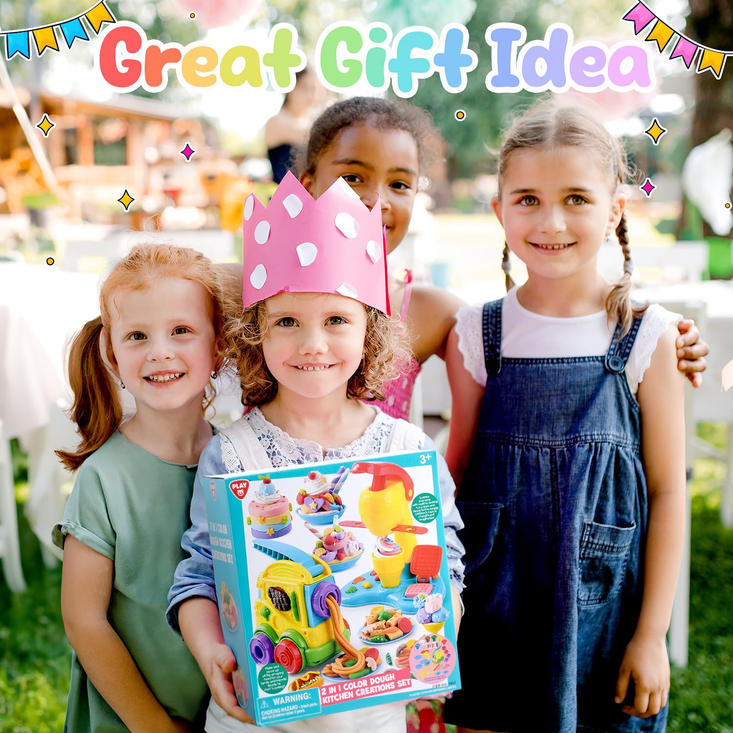 PLAY 2 in 1 Color Dough Kitchen Creations Set, Ice Cream Noodle Maker Color Dough Sets for Kids Ages 4-8, Kitchen Food Toys for Boys Girls Kids Toddlers Ages 3+, with 18 oz Multicolor Clay