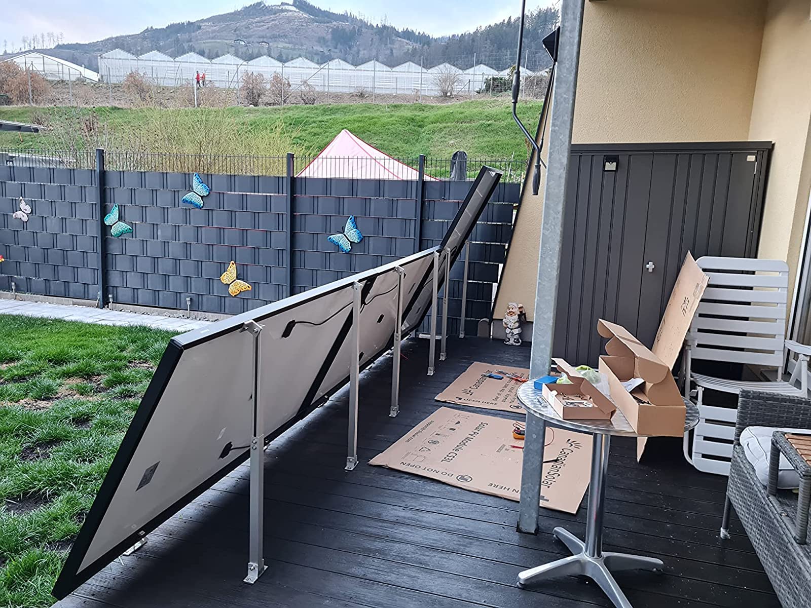 Warmfay Soporte para módulo solar, 2 juegos de soportes para plantas de balcón, juego de montaje, longitud extra 52 cm-104 cm, soporte ajustable a 60 °, soporte de panel solar de aluminio para techo