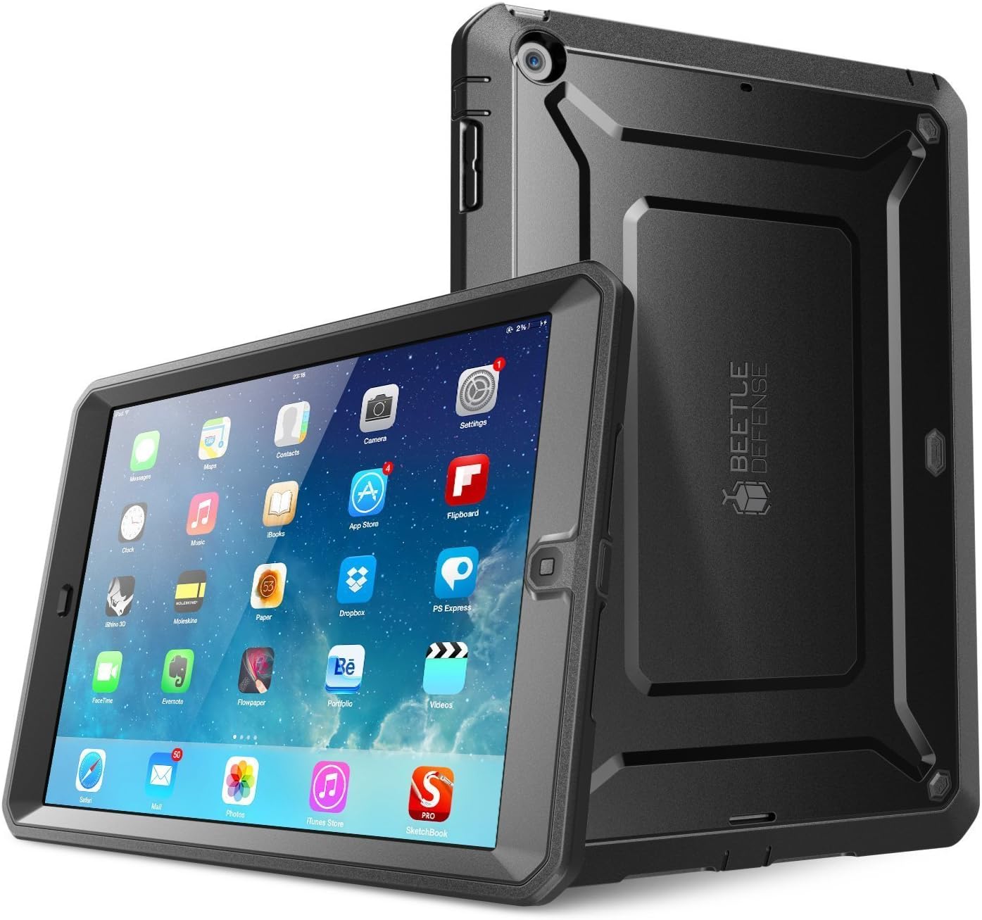 SUPCASE Heavy Duty Beetle Defense Series Full-Body Rugged Hybrid Protective Case Cover with Built-in Screen Protector for Apple iPad Air (Black, not fit iPad Air 2)