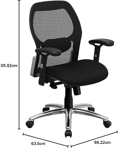 Miniatura 8 de Flash Furniture - Silla giratoria con respaldo medio y brazo ajustable Poliéster Algodón Negro