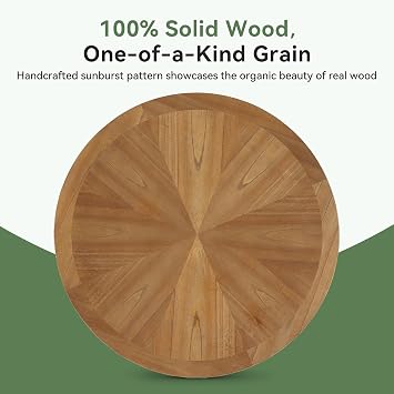 80cm Round Solid Wood Coffee Table with Storage Shelf, 2-Tier Centre Table for Living Room, Modern Wood Accent Furniture for Small Spaces, Living Room, Brown