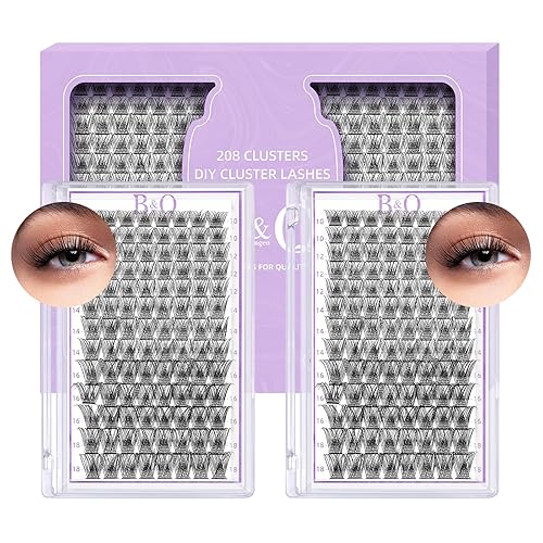 Extensiones de pestañas individuales B01, 208 unidades, extensiones de pestañas individuales de 0.35-0.70 pulgadas, extensiones de pestañas rizadas