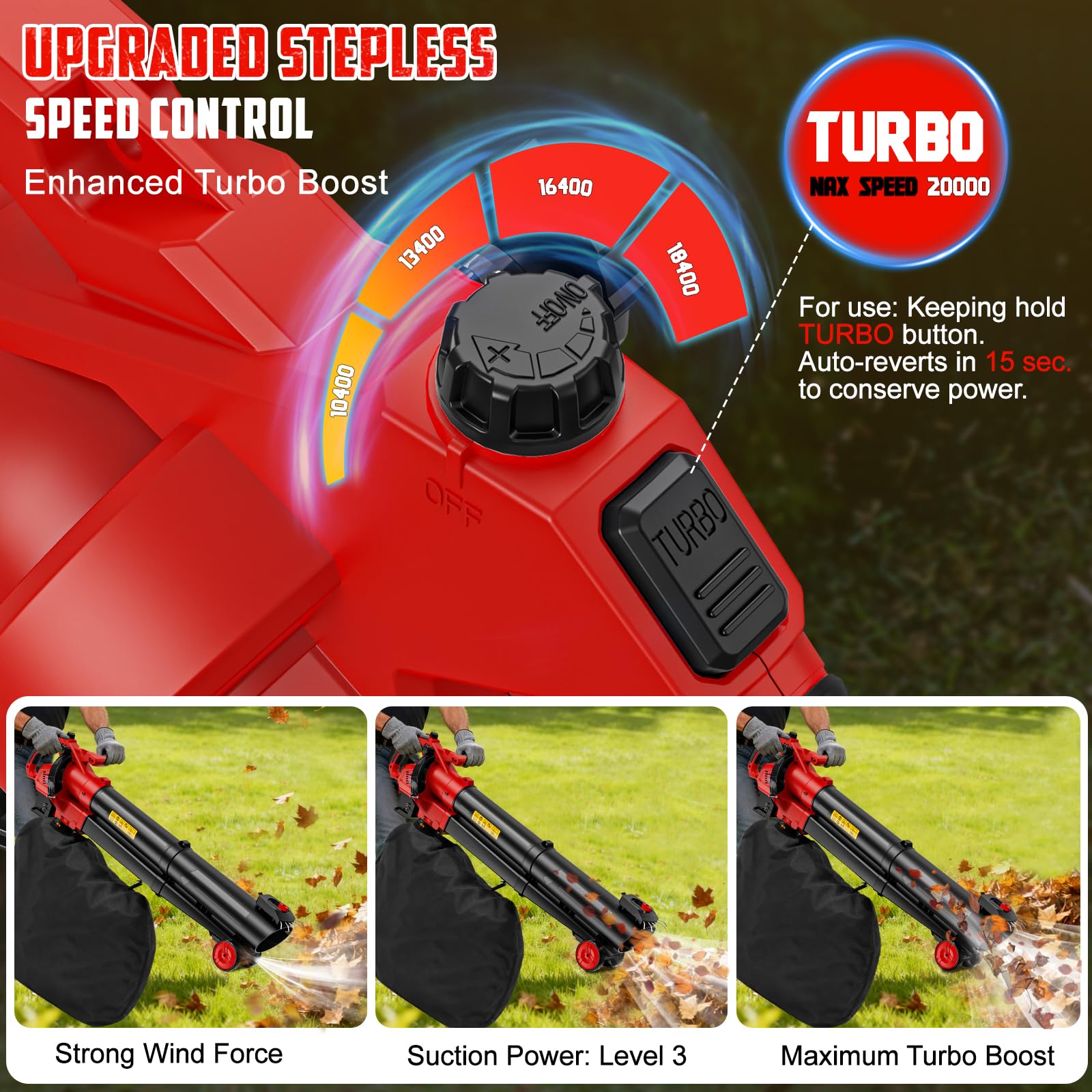 Aspirateur à feuilles sans fil 3 en 1 avec sac compatible avec batterie