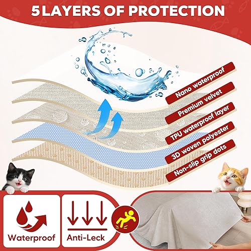 Miniatura 9 de Protector de muebles contra arañazos para gatos, funda antideslizante e impermeable para mantener a los gatos alejados, protectores de sofá aptos