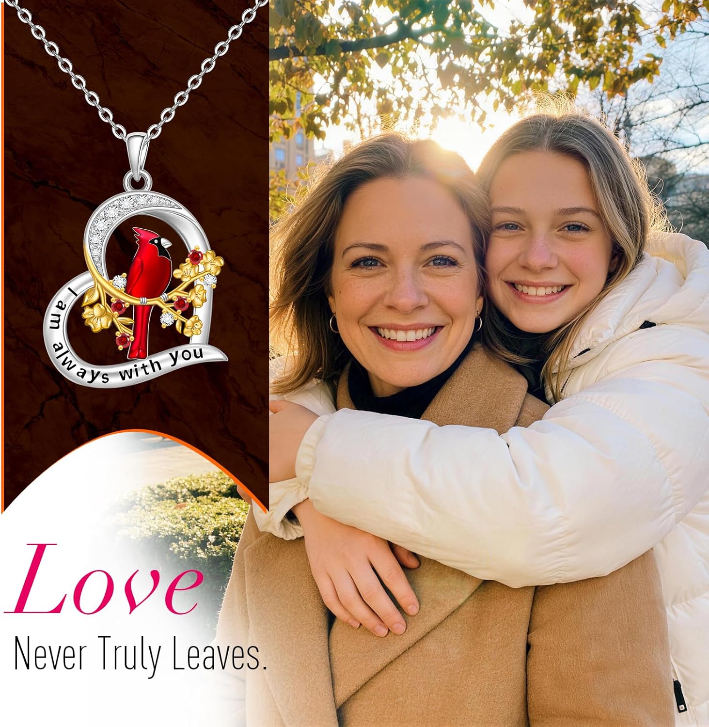 Fenthring Cardinal Necklace - S925 Sterling Silver - Red Cardinal Pendant Necklaces for Women Memorial Sympathy Red Bird Charms Mothers Day Christmas Gifts