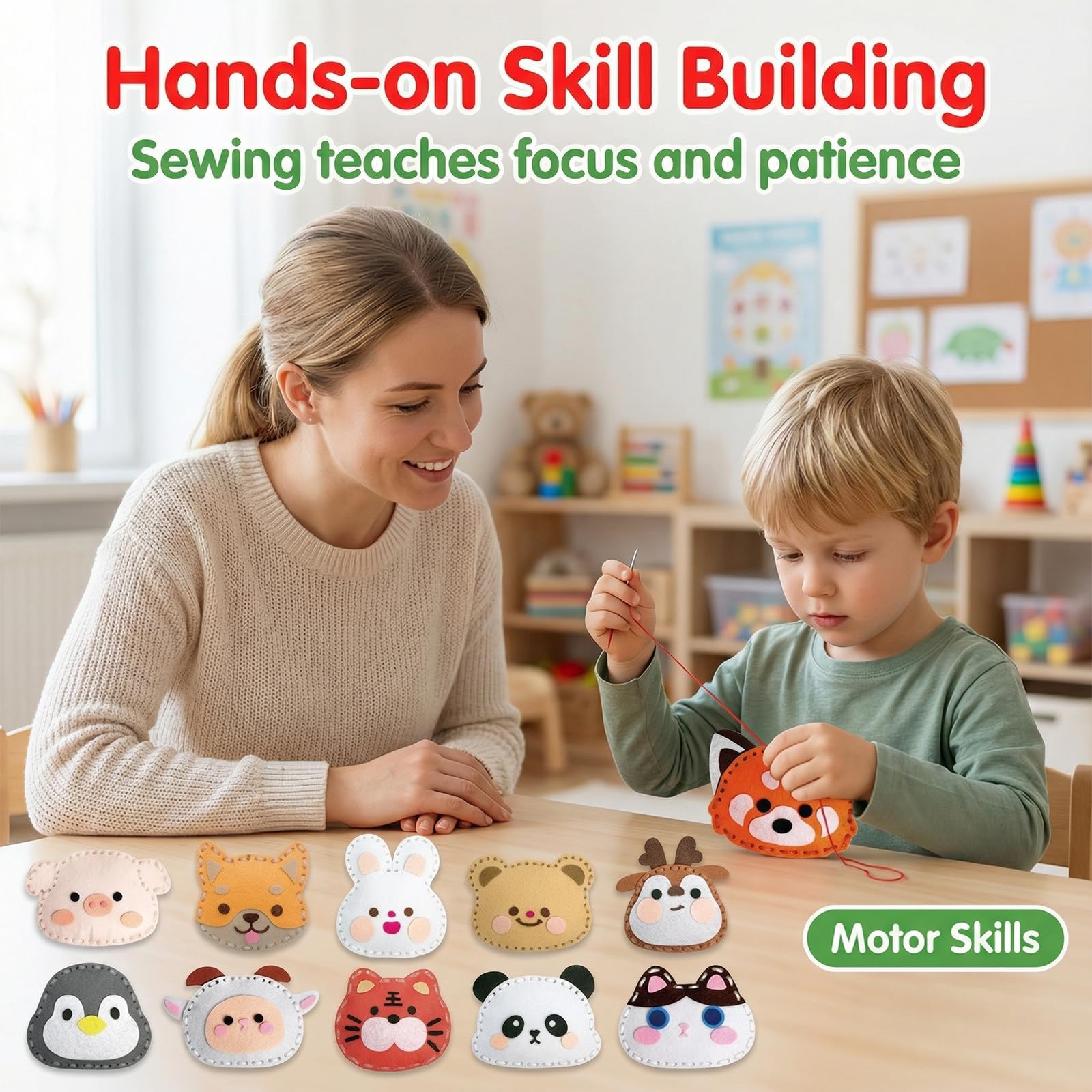Ensemble De Couture en Feutre 12 Pièces Animaux Kit De Bricolage pour Enfants Débutants