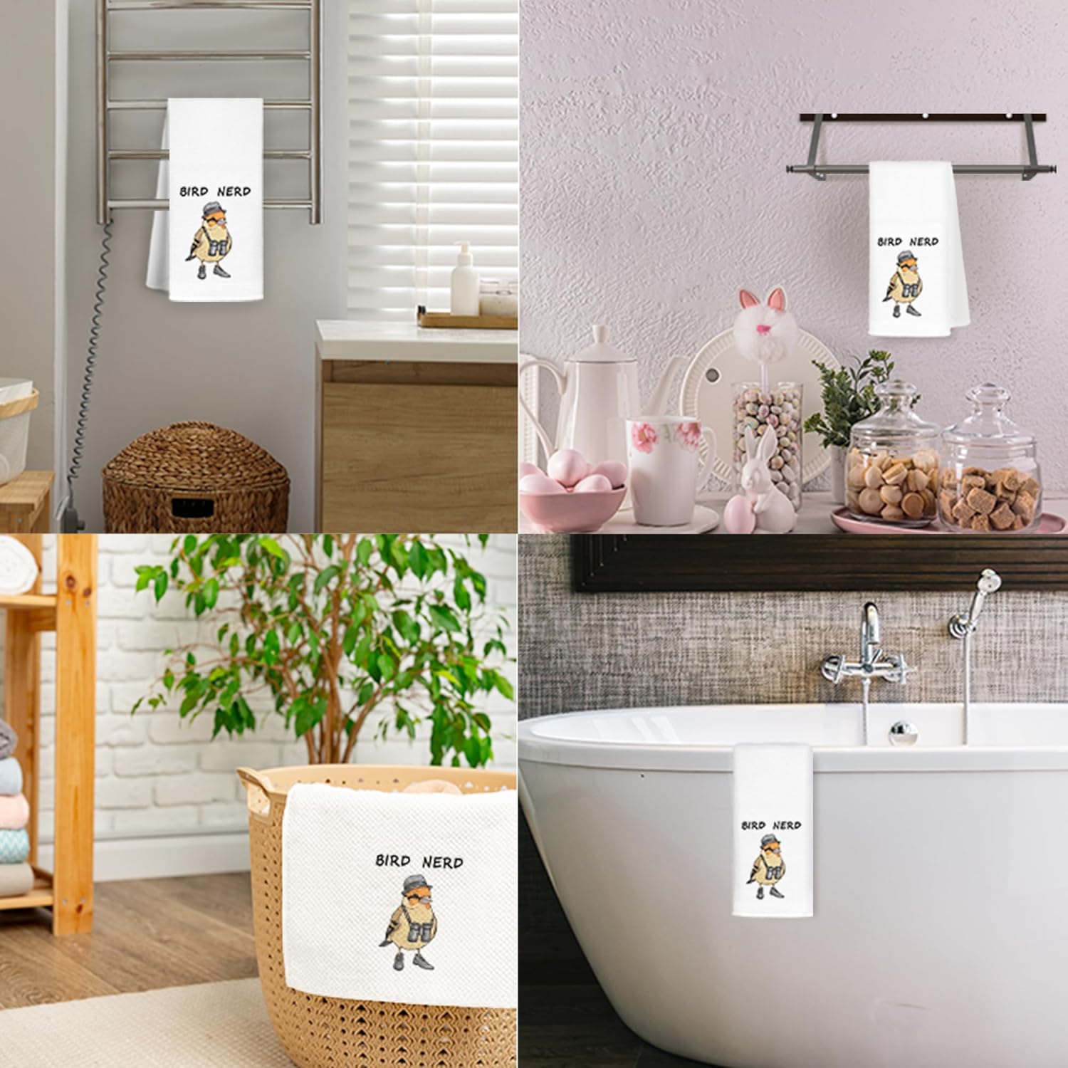JINYO Bird Nerd Kitchen Towels, Gifts for Birds Lovers Women Hand Towels for Bathroom Kitchen Decor, Bird Watcher Gifts Decorative Dish Tea Towels, 16x24 Inch - Image 3