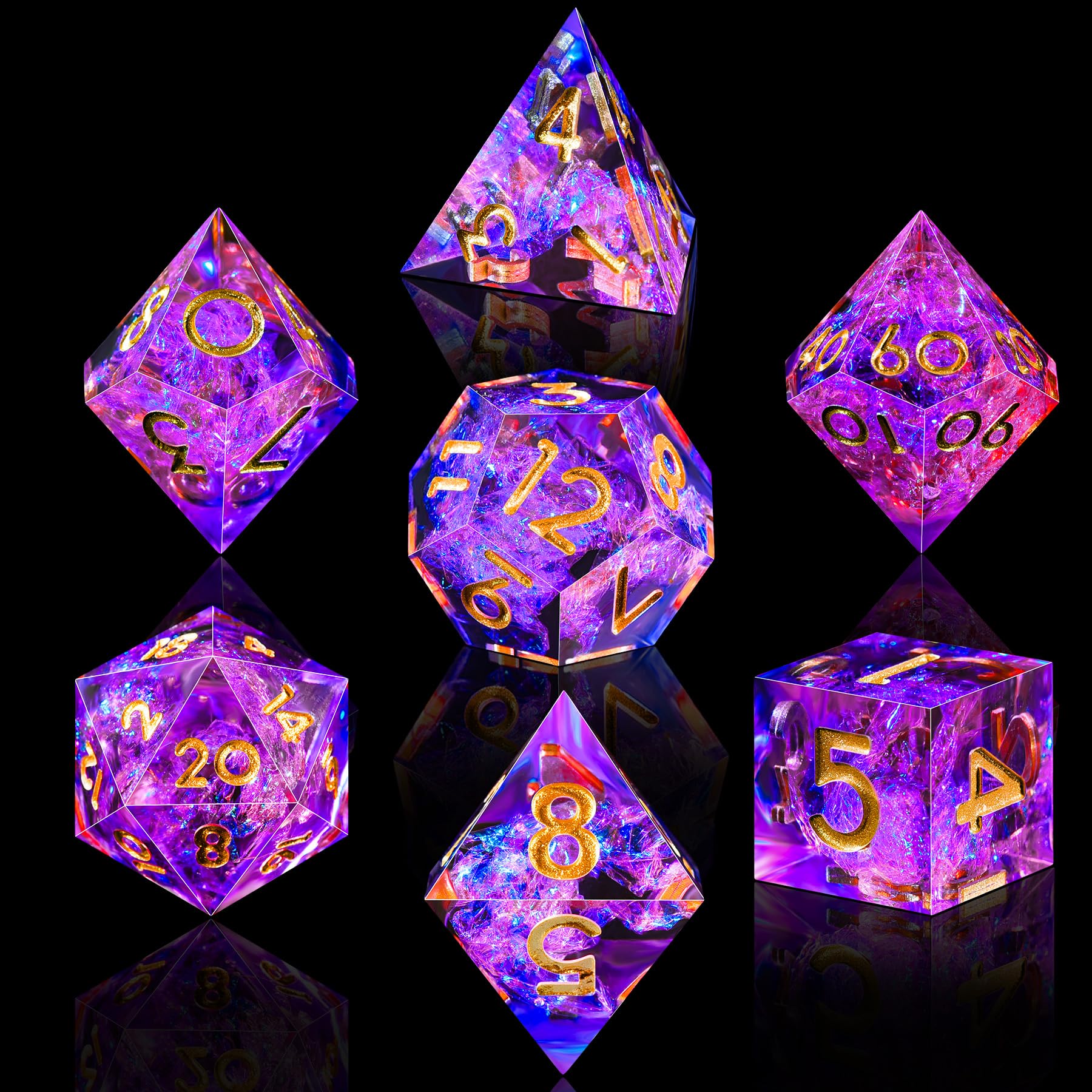 SIQUK 7 Pezzi Dadi Poliedrici Dadi da Gioco Polyhedral Dadi 7-Die DND Dice Set D4 D6 D8 D10 D12 D20 D% per DND RPG MTG Dungeon and Dragons, Pesca & Blu