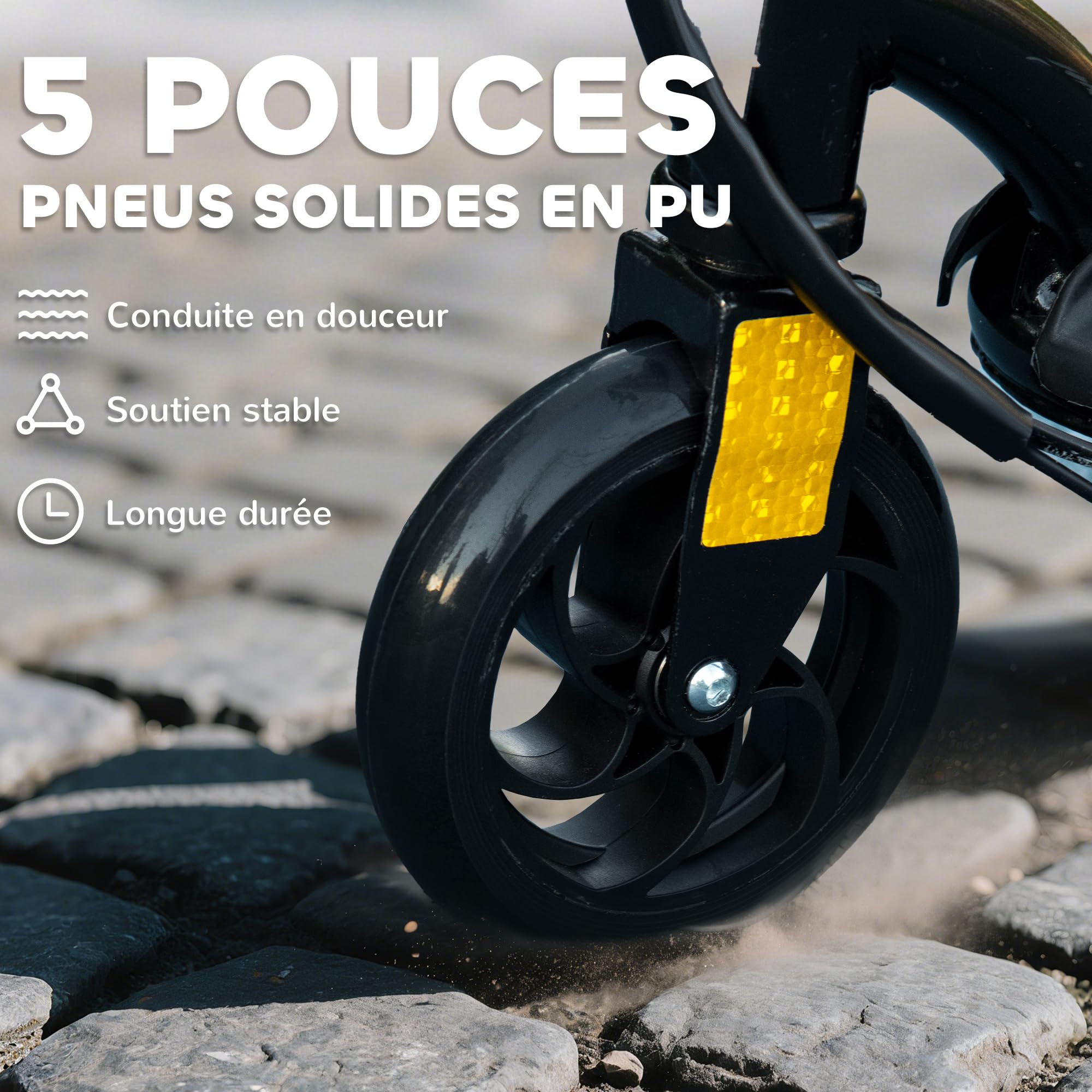 HOMCOM Trottinette électrique Pliable 120 W pour Enfant 7-14 Ans, autonomie Max. 10 Km, Vitesse jusqu'à 12 Km/h, Noir